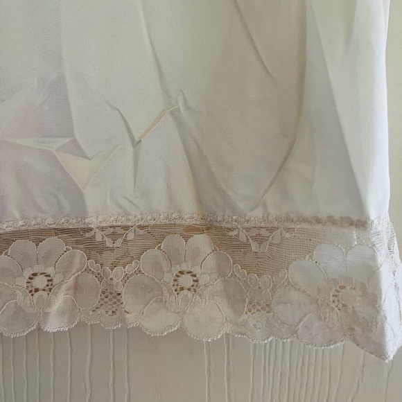 VTG 60s Lace Nylon Boudoir Coquette Festival Grunge Half Slip Sati Skirt M - Picture 2 of 7